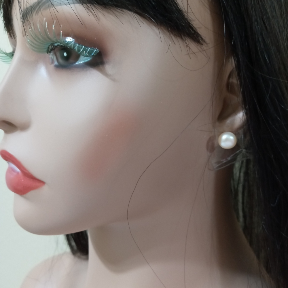 Peach color pearl earrings - Picture 4 of 4